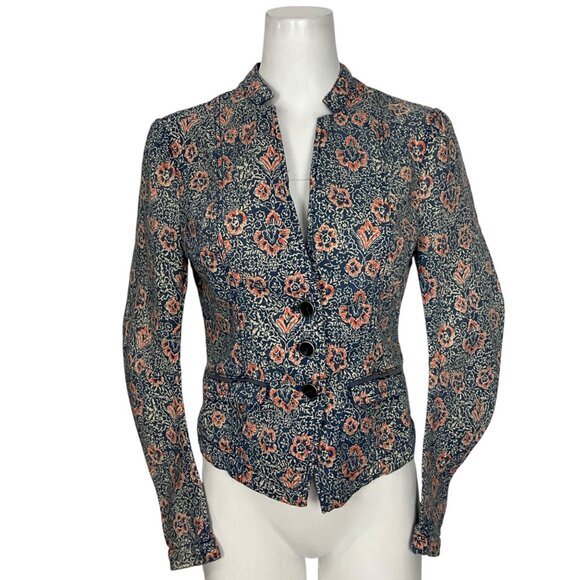 Free People Jackets & Blazers - Free People Floral Print Blazer Jacket 6 Faded Blue Floral